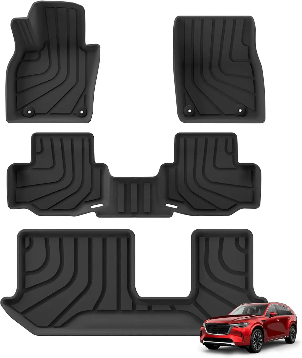 tapis sol voiture noir rayures horizontales antislip waterproof intérieur moderne