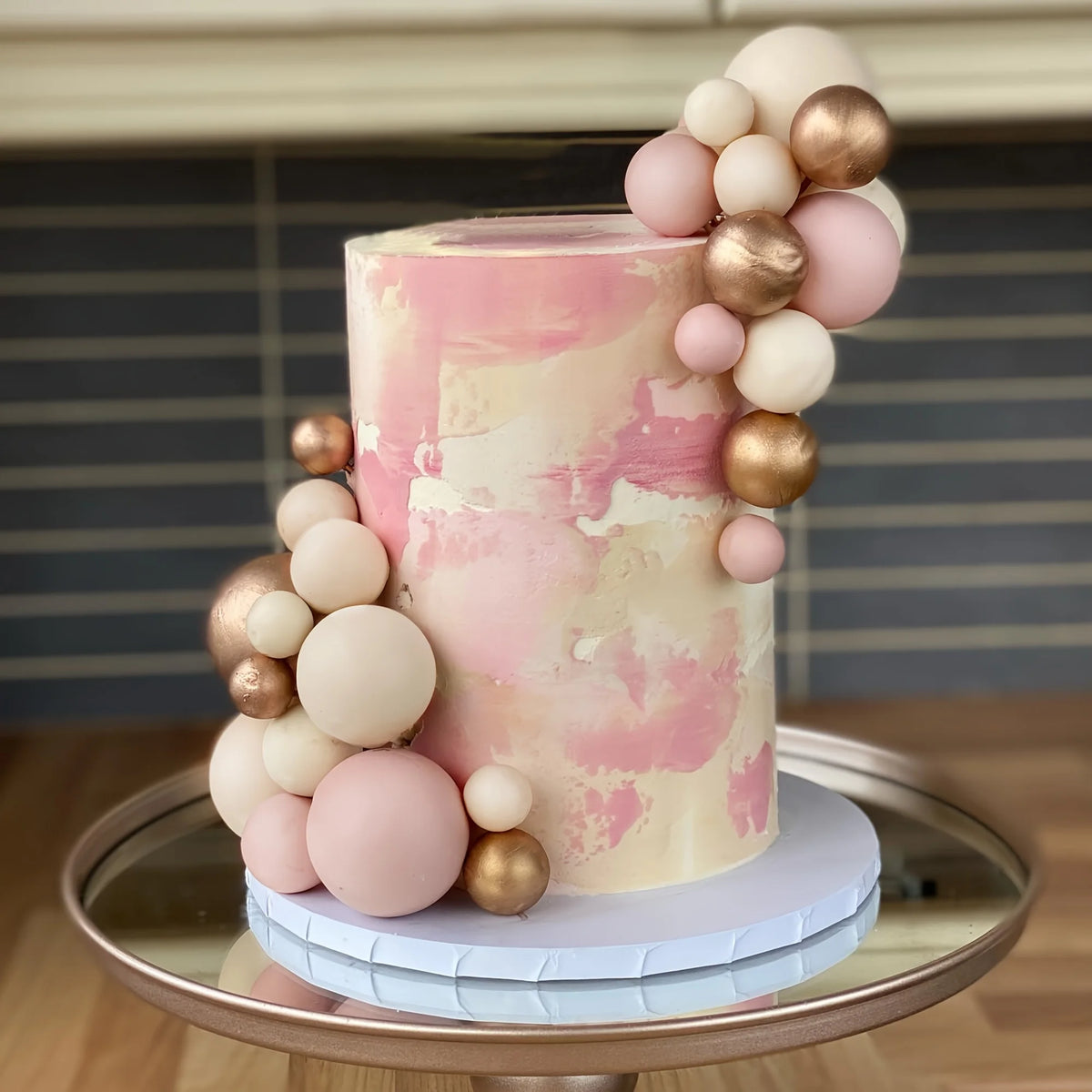 boules décoration gâteau mariage fiançailles noël saint valentin rose beige blanc or brillantes