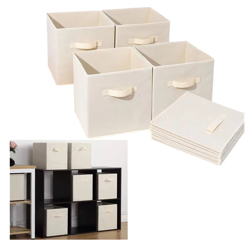 boîtes rangement pliables tissu non tissé beige bleu clair jaune rose vert gris noir
