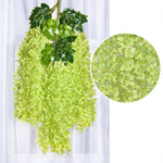 guirlande artificielle fleurs blanc vert feuilles vertes decoration mariage extérieur anniversaire baby shower