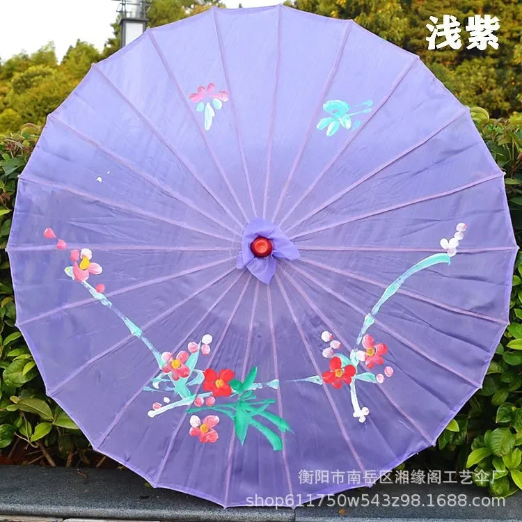 parapluie traditionnel fleurs peintes main rouge rose violet bleu orange jaune vert blanc