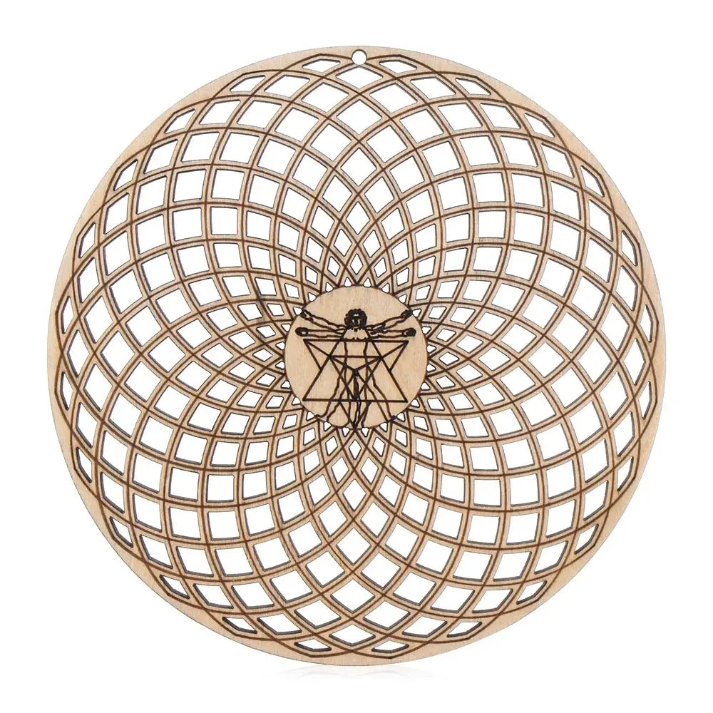 coasters bois clair gravure circulaire fleur vie om lotus minimaliste 14cm 30cm