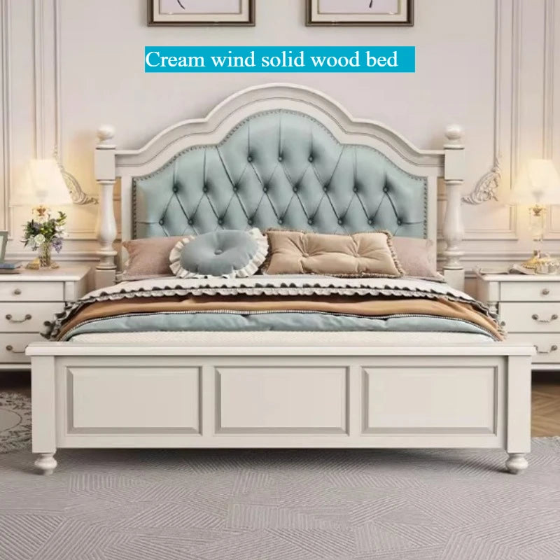 lit double blanc tête capitonnée coffre intégré élégant classique chambre coucher matériaux bois motifs