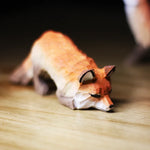 figurine renard bois artisanal orange beige stylisée décoration maison