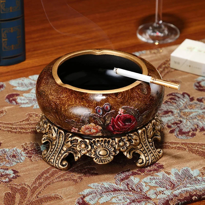 décoration table résine or marron fleurs classique vase boîte mouchoirs cendrier fruits bouquets