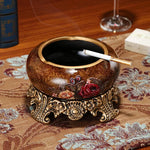 décoration table résine or marron fleurs classique vase boîte mouchoirs cendrier fruits bouquets