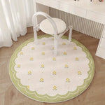 tapis rond fleurs roses moderne doux salon chambre sol intérieur polyester bordure dentelée joyeux