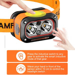 lampe frontale led rechargeable orange sportive bande élastique modes usb câble jaune rouge