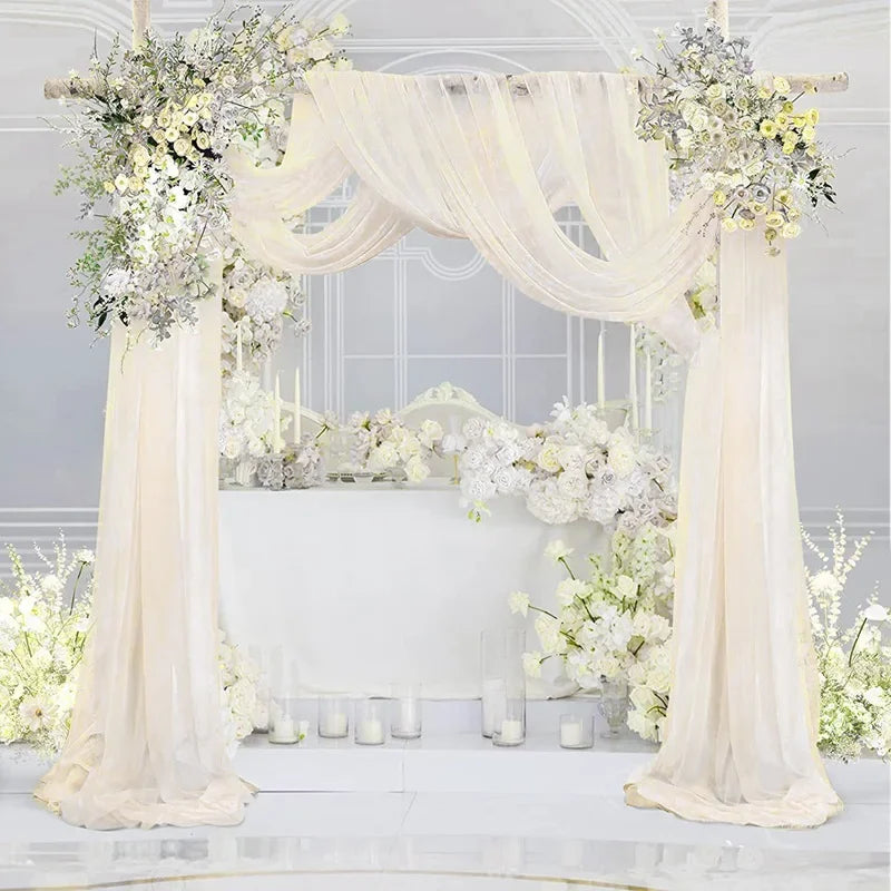 arche decorative mariage soie fleurs blanc rose classique romantique clips anniversaire baptême