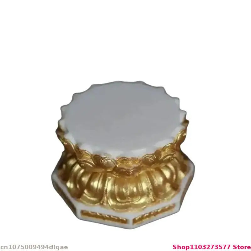 statuette artisanale bois blanc or fleurs lotus motifs floraux classique stand display craftsDecorationHomeAssement