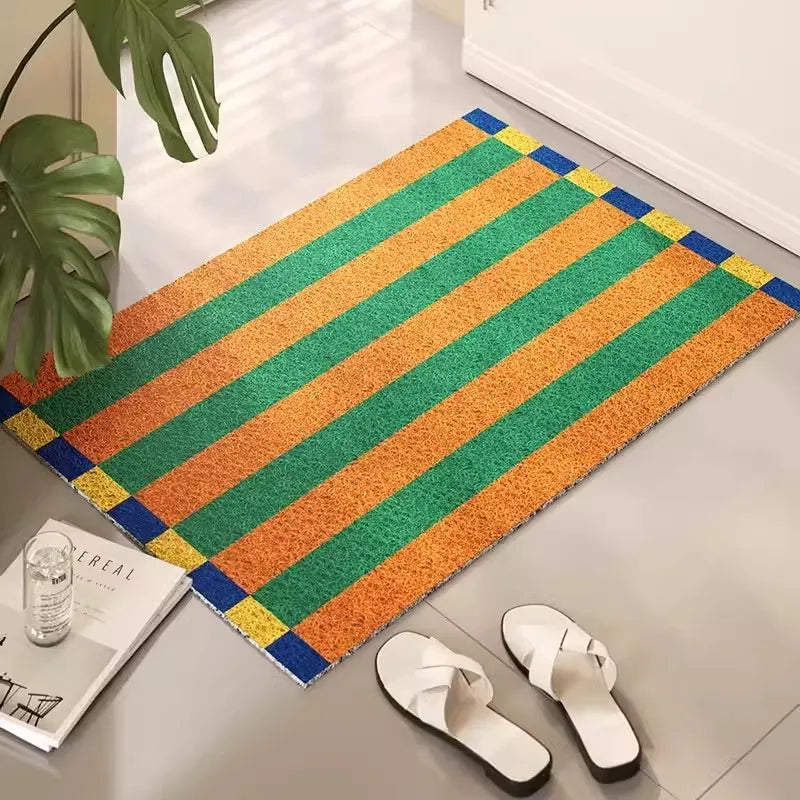 tapis moderne antidérapant pvc rayures violet vert jaune rouge bleu noir blanc extérieur couloir