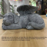 statue ange resine chien chat ailes plumes decoration exterieur gris clair commémoration animal décédé