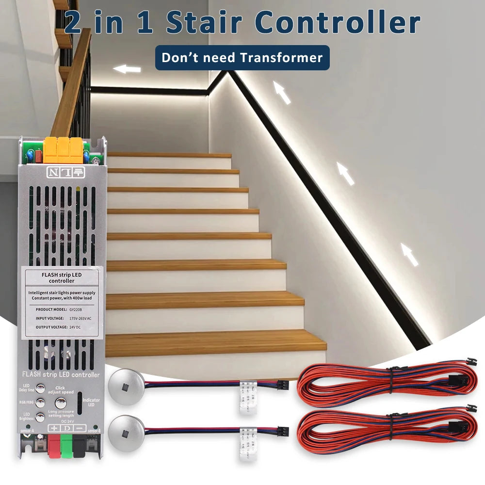 contrôleur éclairage escalier led motion sensor 24v 400w timer delay off moderne fonctionnel