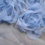 ruban forme roses tissu semi transparent polyester décoration robe mariée occasionnelle romantique blanc roseclair