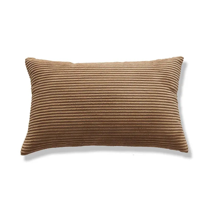 coussin velours rayé marron clair simple imperméable respectueux environnement 30x50cm maison