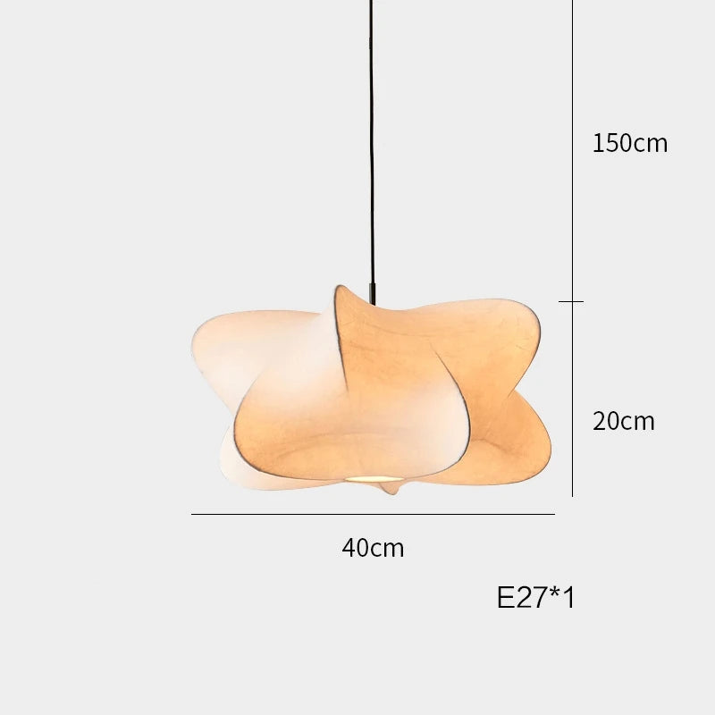 suspension soie blanche motif organique contemporaine luminaire chambre hall kitchen 40cm 50cm 60cm