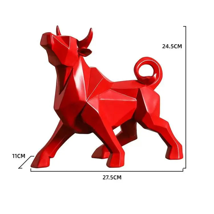statue taureau résine noir rouge blanc contemporain minimaliste polygone géométrique adhesive decoration maison