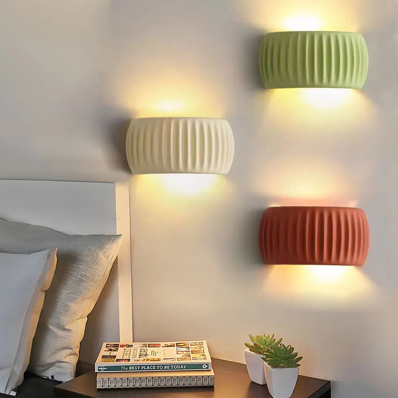 applique murale moderne vert clair citrouille rayures verticales led chambre couloir decorationintérieur