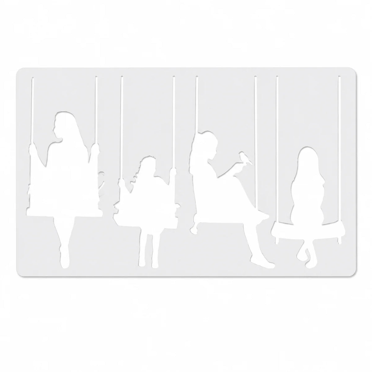 silhouettes personnes balançoires blanc brun minimaliste cadre transparent adhésif décoration mur diy maison