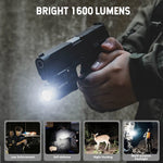 lampe torche rechargeable led 1600lm aluminium noir résistance chocs mode stroboscopique