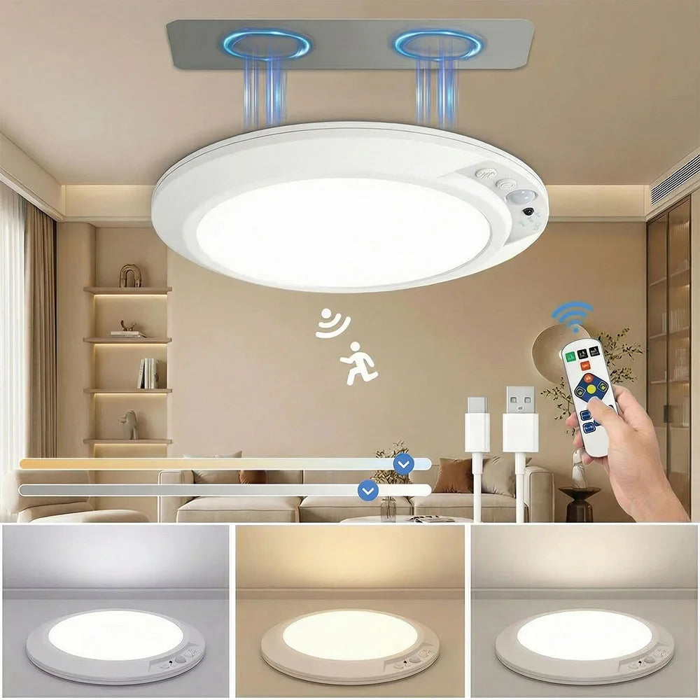 lampe led rechargeable télécommande blanc moderne adhésif détecteur mouvement angle detection cuisine chambre entrée