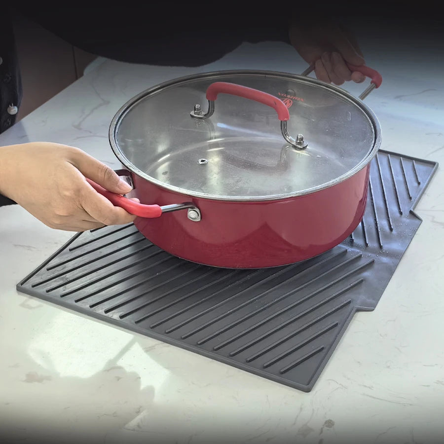 tapis isolation thermique silicone antidérapant respectueux environnement gris classique multifonctionnel haute temperature