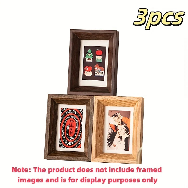 cadres photo bois clair foncé modernes miniatures décor maison illustrations personnages objets