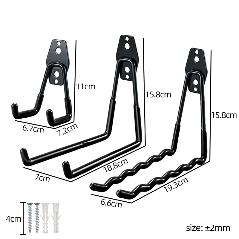 crochets muraux noirs modernes lisses suspendre outils garage jardin 14mm large