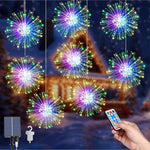 guirlande lumineuse solaire feu d'artifice multicolore jaune or extérieure festive nocturne