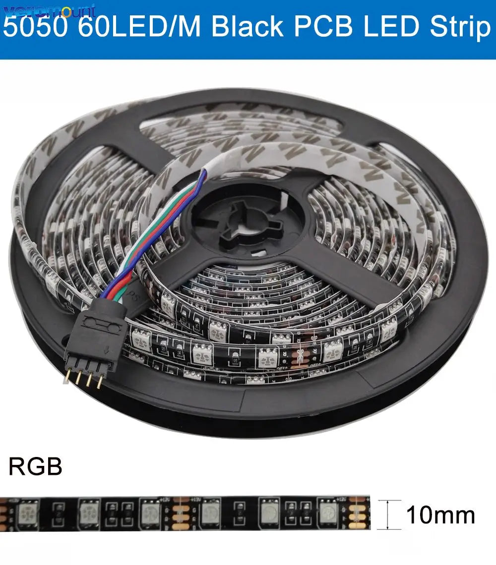 ruban led smd 5050 5m rgbw ip65 noir adhésif 60ledsmètre moderne connecteur troisbroches