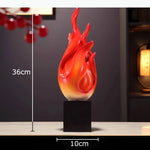sculpture moderne flamme rouge abstraite décoration intérieure accessoire maison opaque translucide