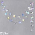 guirlande décorative multicolore stars lunes cercles effet holographique iridescent enfantin cosmique festif