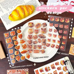 stickers 3d relief transparents pain ours bébé chat marron beige doré scrapbooking téléphone