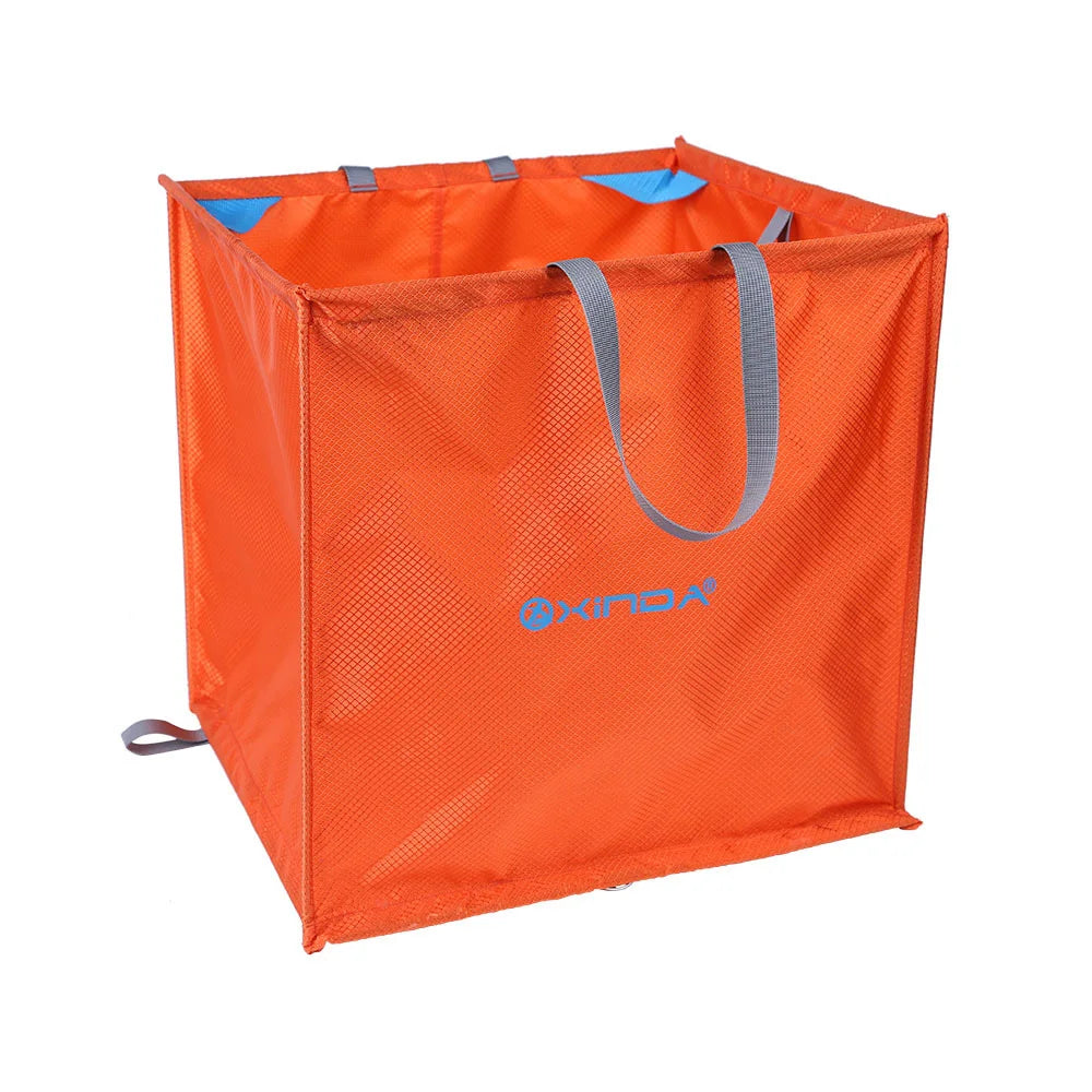 sac pliable rangement cube noir orange tissu texturé outdoor compact echangement velcro