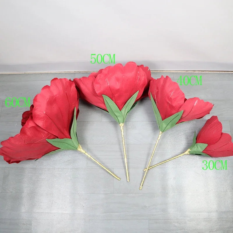 fleur artificielle velours rouge décoration intérieure moderne 30cm 40cm 50cm 60cm base plastique blanc