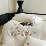 ensemble literie brodé fleurs blanc moderne 100 polyester pièces taies oreiller couvre lit housse