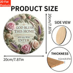 décoration murale ronde rose feuillage rustique bois religieux entrée maison bar