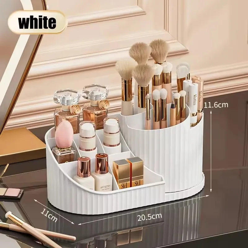 organisateur rotatif maquillage blanc rose parfums pinceaux ciseaux oursons moderne minimaliste