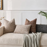 housse coussin polyester jacquard moderne rayé beige marron noir gris clair 30x50 40x40 cm