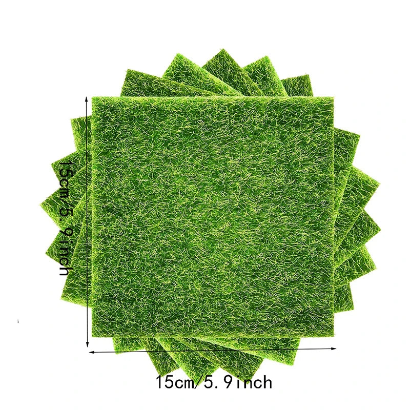 tapis décoration extérieure herbe artificielle vert imitation gazon texturé opalescent animaux miniatures jardin