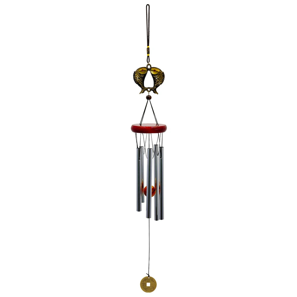 cloches vent clochette artisanale bronze papillons poissons suspendus décor intérieurextérieur ornement métallique plateau bois