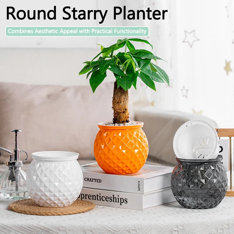 pot plante moderne blanc orange gris triangles géométriques absorbant eau fleur verteintérieur maisonadulteunisexe