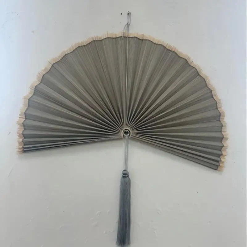 ventilateur mural bambou rouge beige gris vert rayures minimaliste tassel