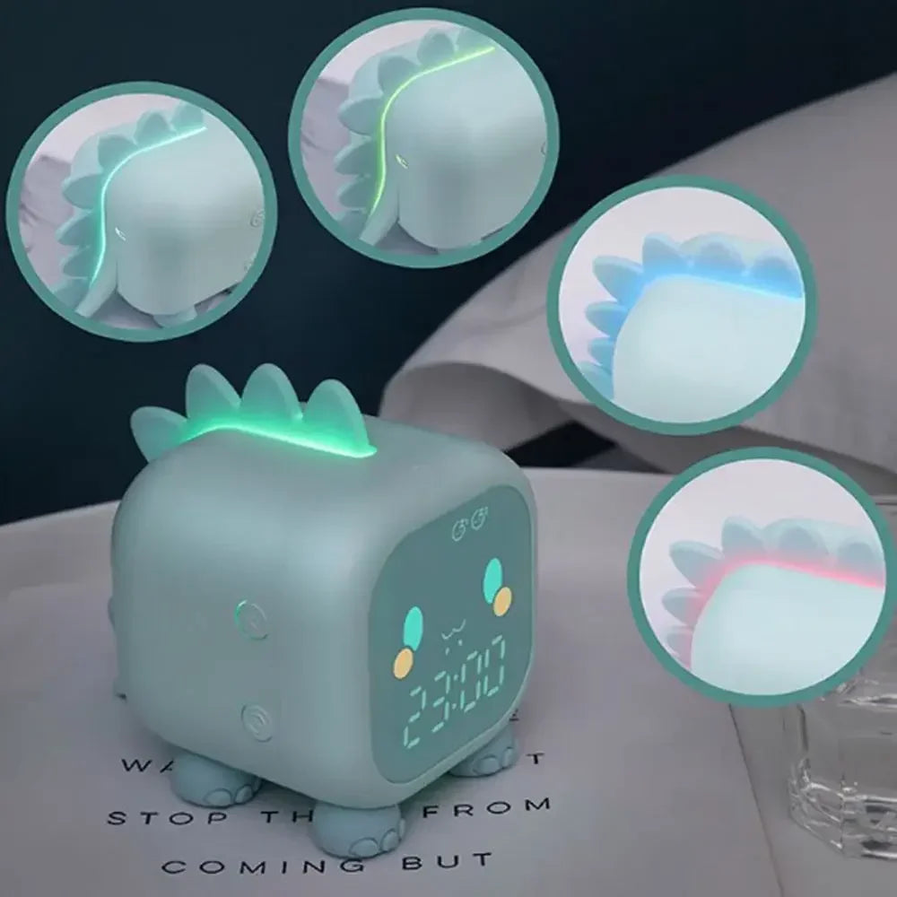 horloge numérique dinosaure cartoon rose vert enfant notes musicales chambreécran led moderne