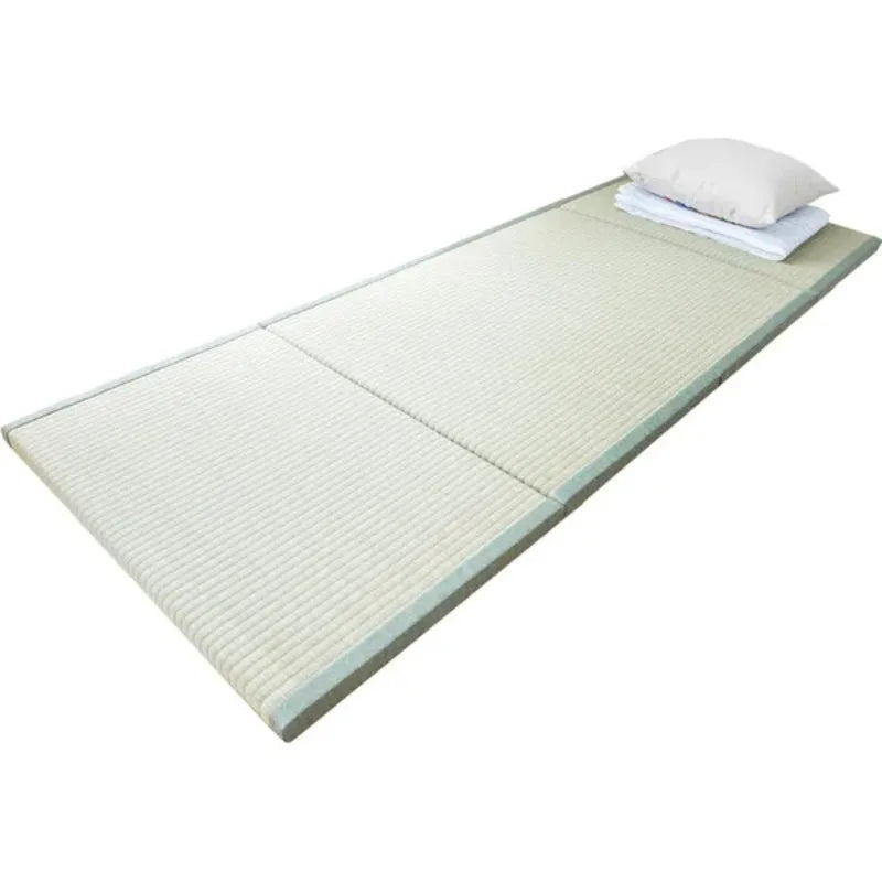 tapis pliable moderne rayures horizontales beige vert clair minimaliste