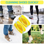 sac lavage chaussures réutilisable coton texture côtelée jaune bleu transparent fermeture éclair anse pratique