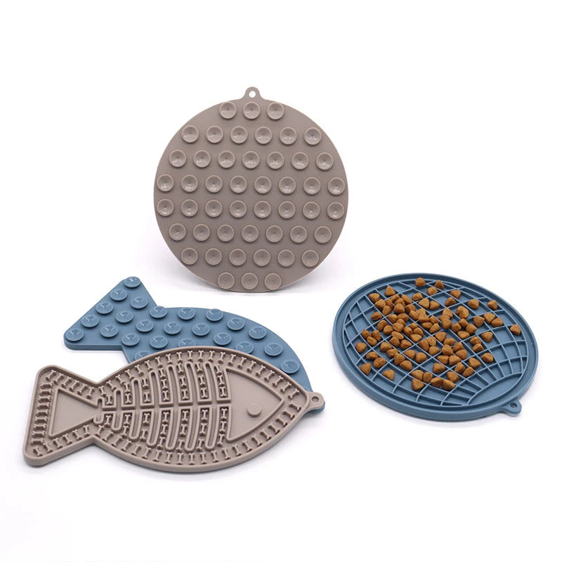 tapis alimentation lent chiens silicone ventouse distractive moderne pratique okolets nourriture animaux bleu gris