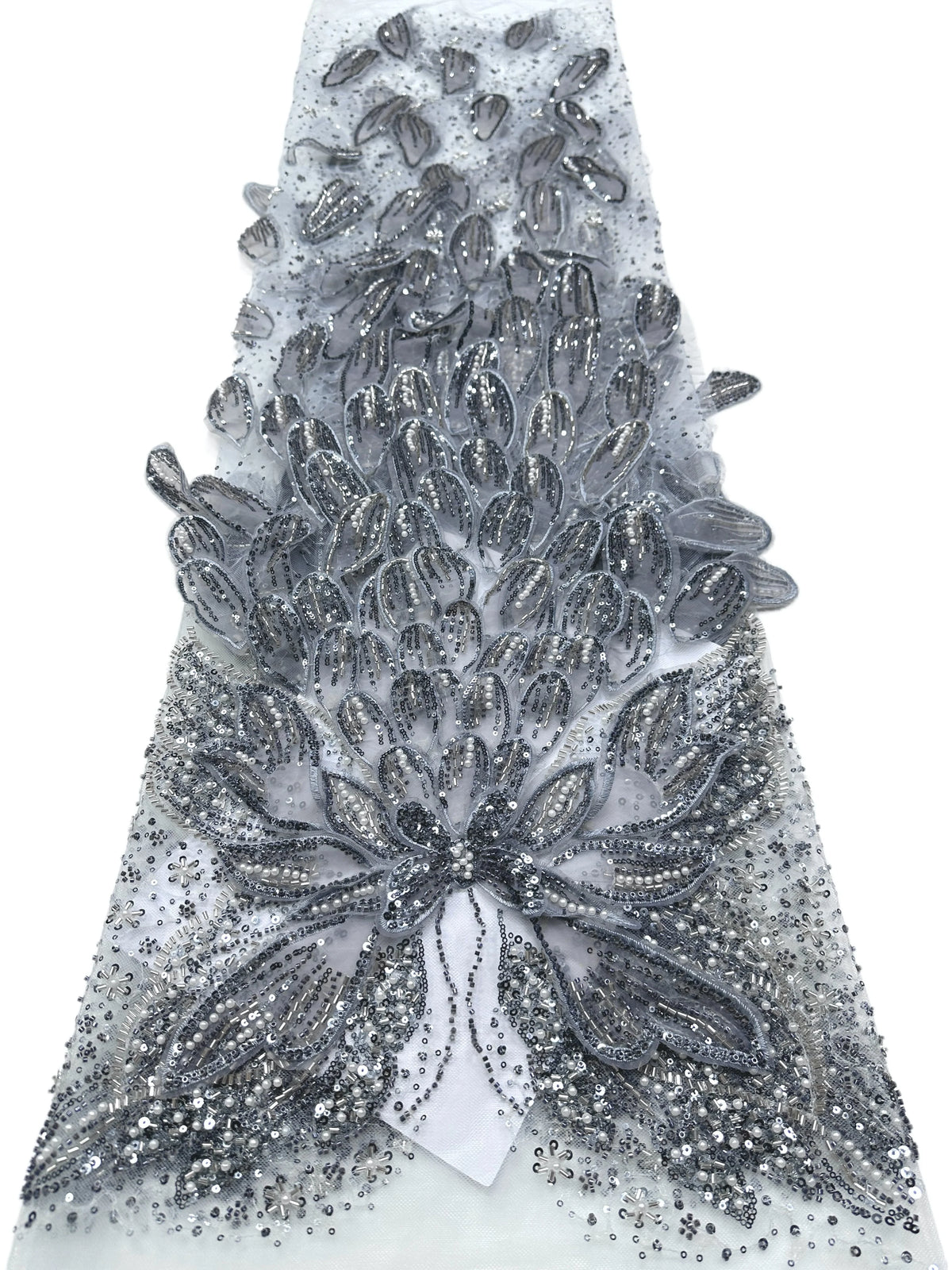 ruban décoratif luxueux fleurs relief strass couleur bleu clair rose beige violet gris élégant