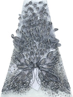 ruban décoratif luxueux fleurs relief strass couleur bleu clair rose beige violet gris élégant