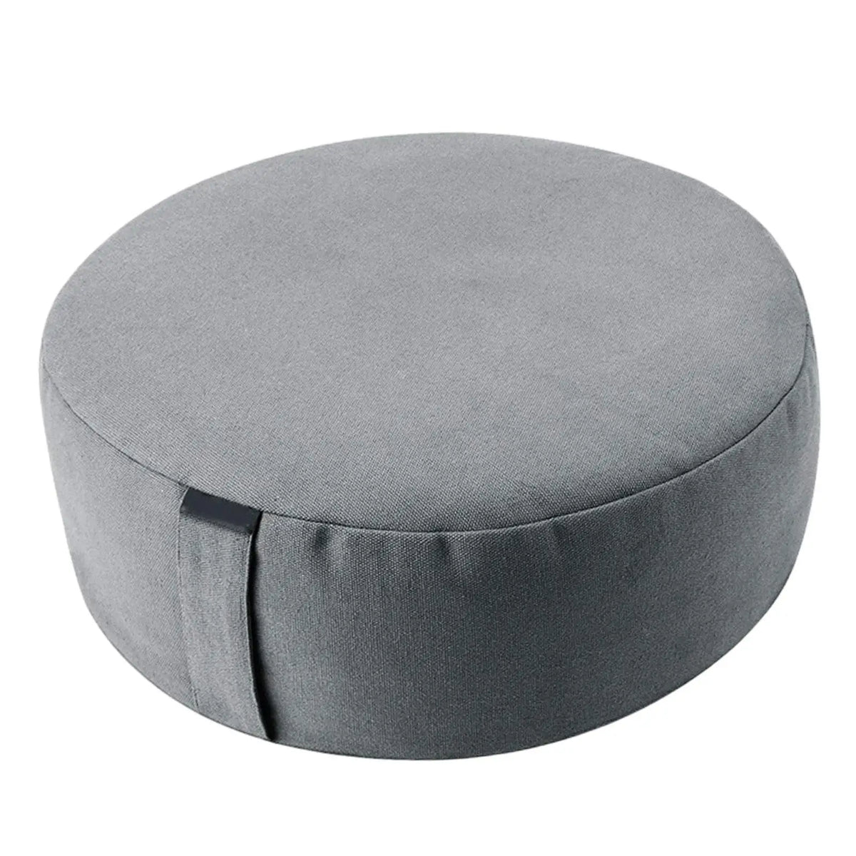 coussin méditation rond gris uni velours moderne portable ceinture serrage